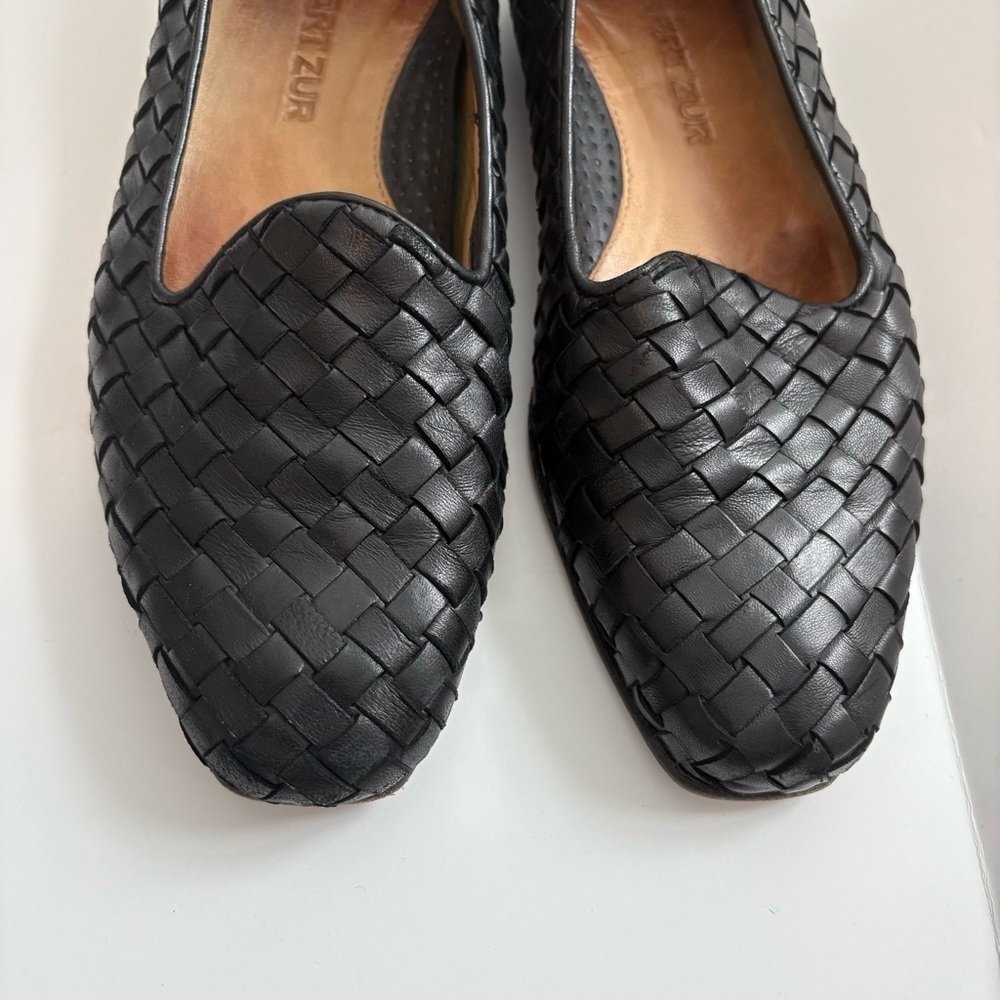Robert Zur Black Woven Leather Flats - Picture 4 of 8